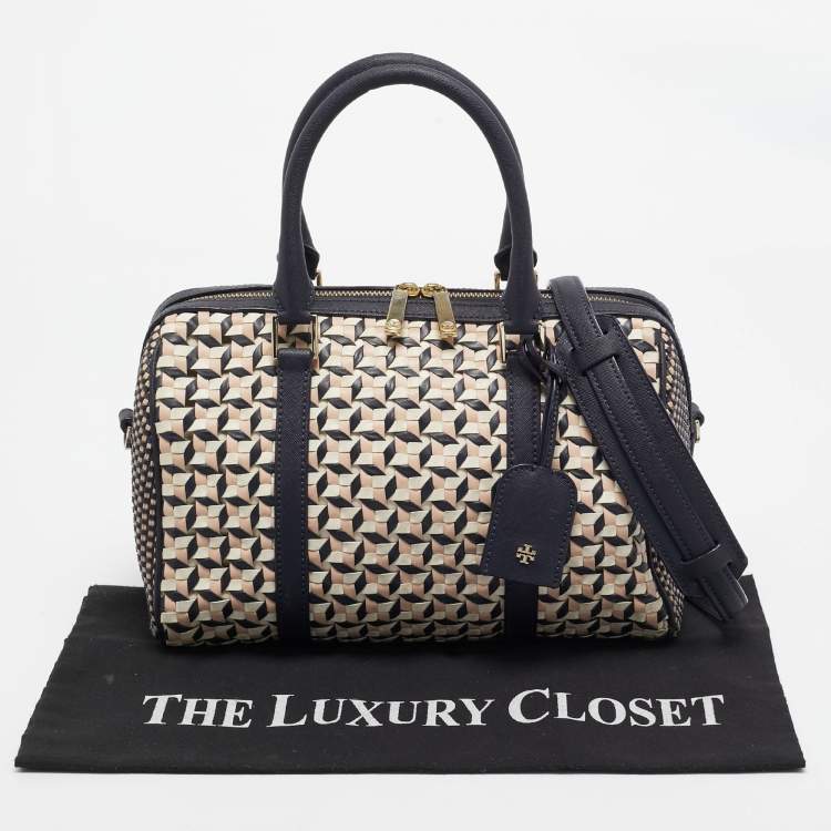 Pre Owned Tory Burch Multicolor Woven Leather Doreen Satchel