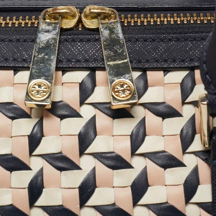 Pre Owned Tory Burch Multicolor Woven Leather Doreen Satchel