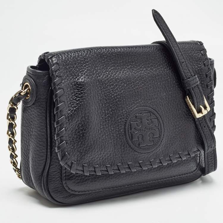 Pre Owned Tory Burch Black Leather Mini Marion Crossbody Bag