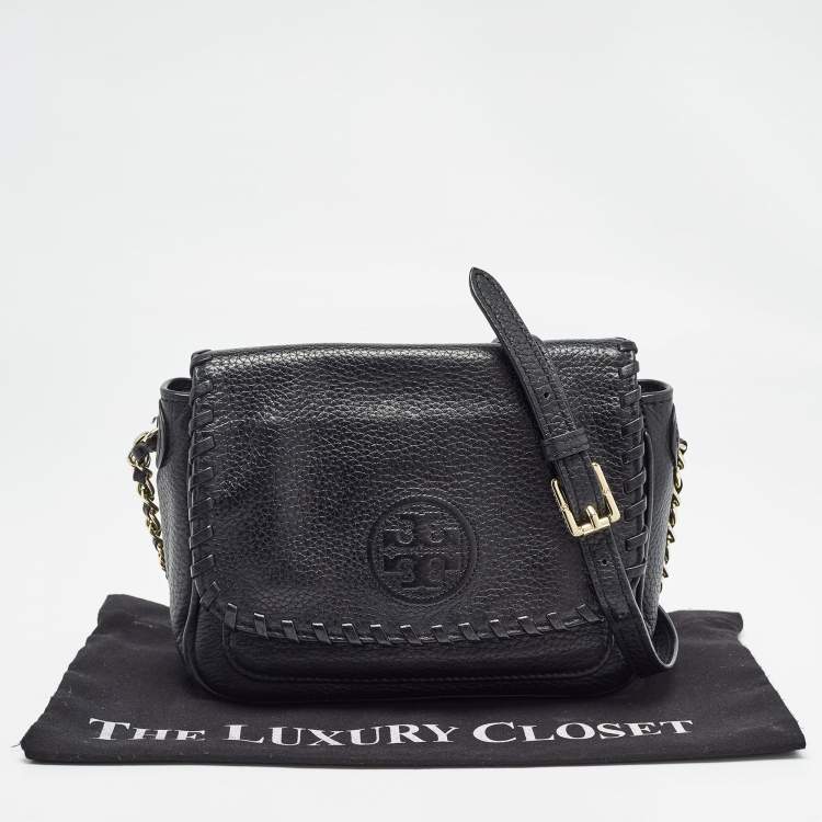 Pre Owned Tory Burch Black Leather Mini Marion Crossbody Bag