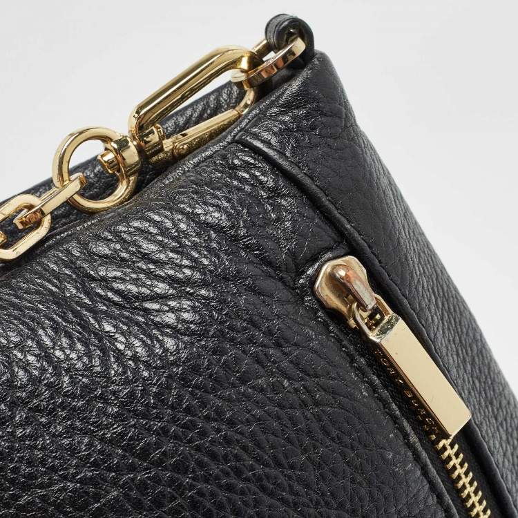 Pre Owned Tory Burch Black Leather Thea Fold Over Crossbody Bag