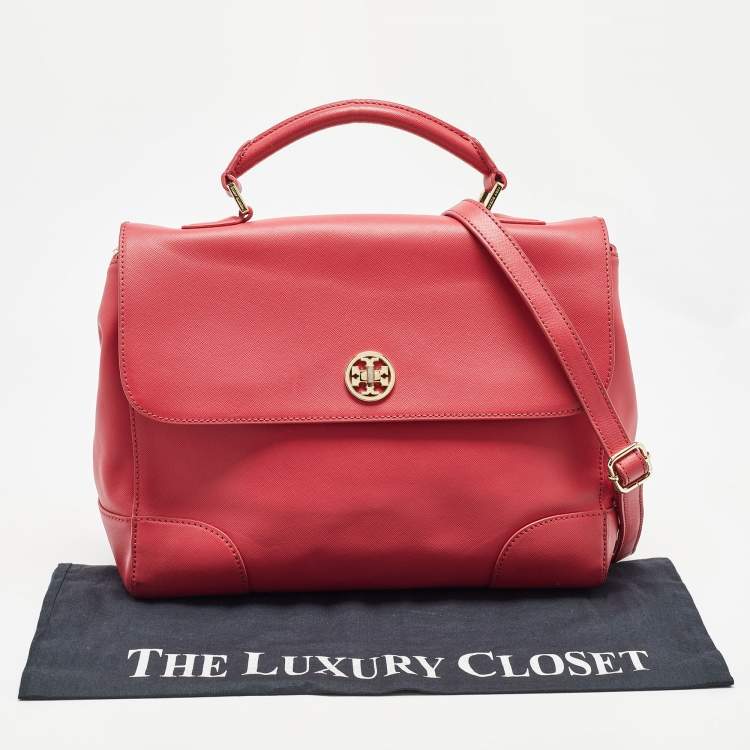 Pre Owned Tory Burch Pink Leather Robinson Top Handle Bag