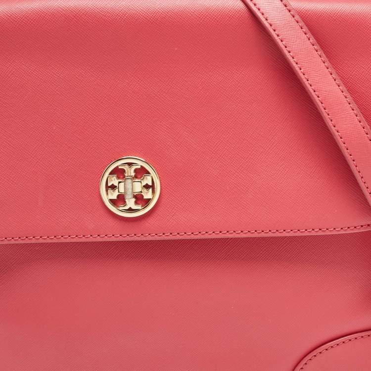 Pre Owned Tory Burch Pink Leather Robinson Top Handle Bag