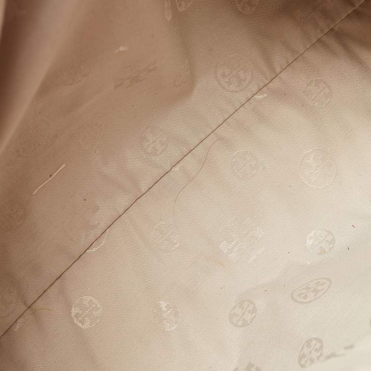 Pre Owned Tory Burch Orange Patent and Leather Large Robinson Double Zip Tote