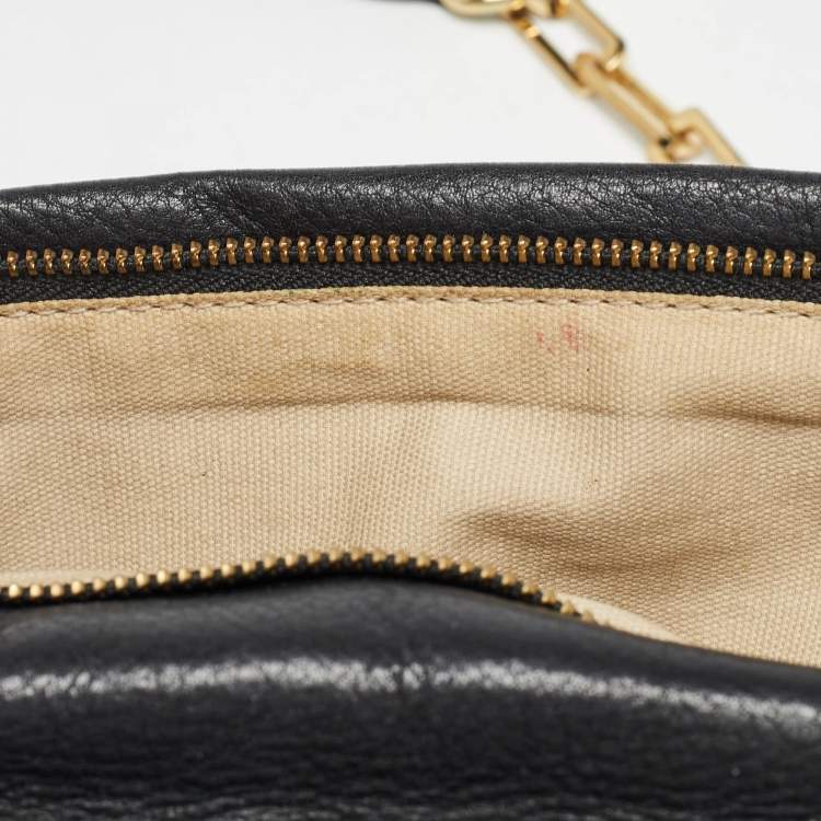 Pre Owned Tory Burch Black Leather Reva Chain Flap Bag