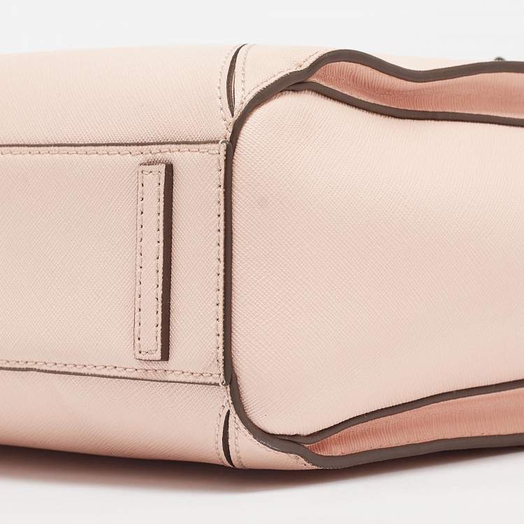 Pre Owned Tory Burch Peach Leather Robinson Tote