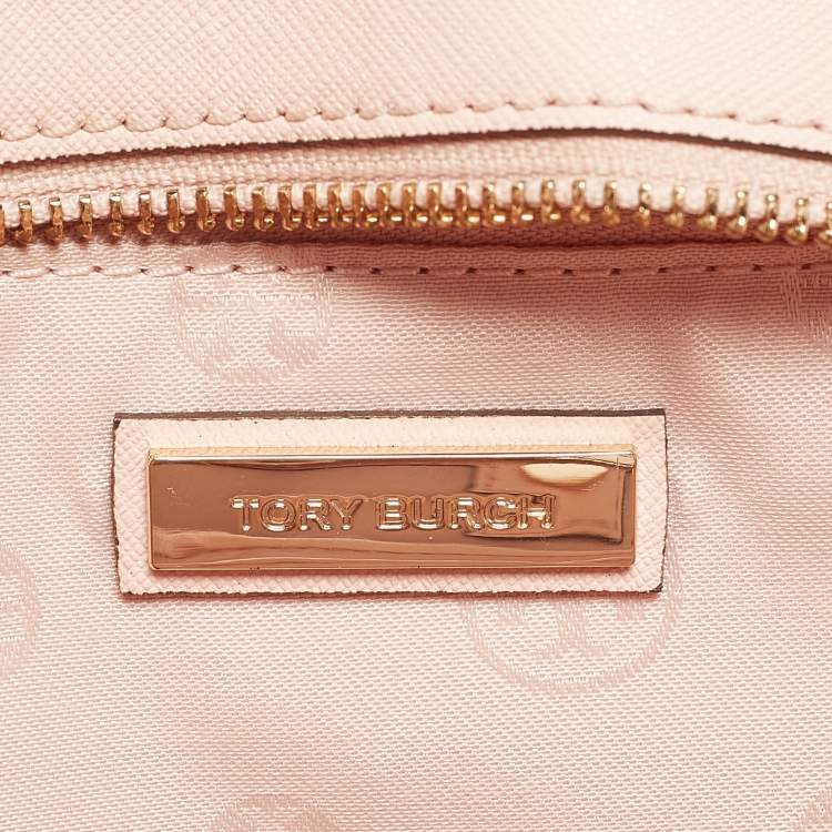 Pre Owned Tory Burch Peach Leather Robinson Tote