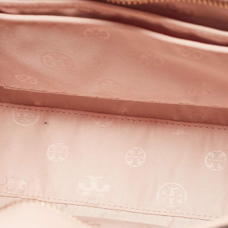 Pre Owned Tory Burch Peach Leather Robinson Tote