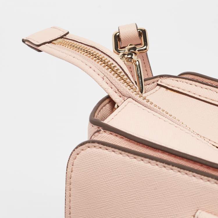 Pre Owned Tory Burch Peach Leather Robinson Tote