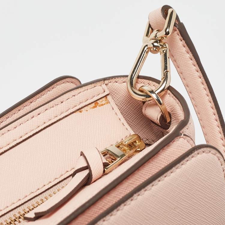 Pre Owned Tory Burch Peach Leather Robinson Tote