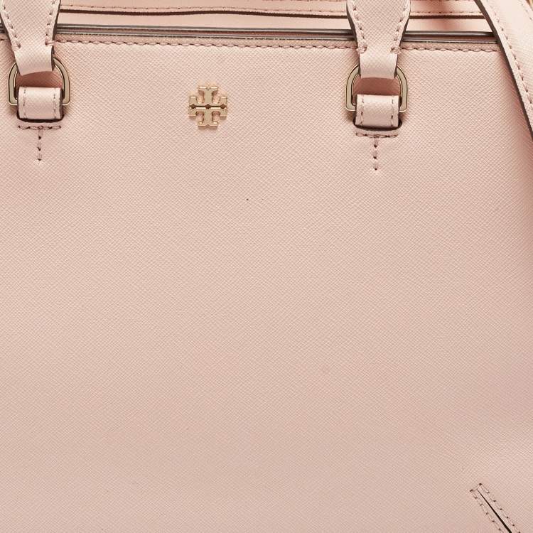 Pre Owned Tory Burch Peach Leather Robinson Tote