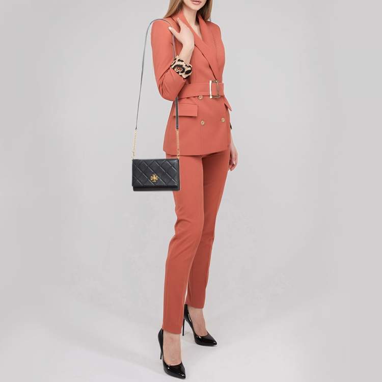 Pre Owned Tory Burch Black Leather Georgia Clutch Bag