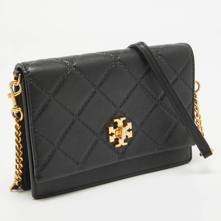 Pre Owned Tory Burch Black Leather Georgia Clutch Bag
