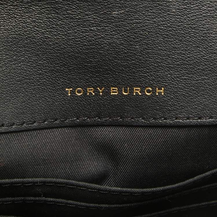 Pre Owned Tory Burch Black Leather Georgia Clutch Bag