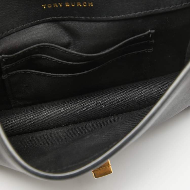 Pre Owned Tory Burch Black Leather Georgia Clutch Bag
