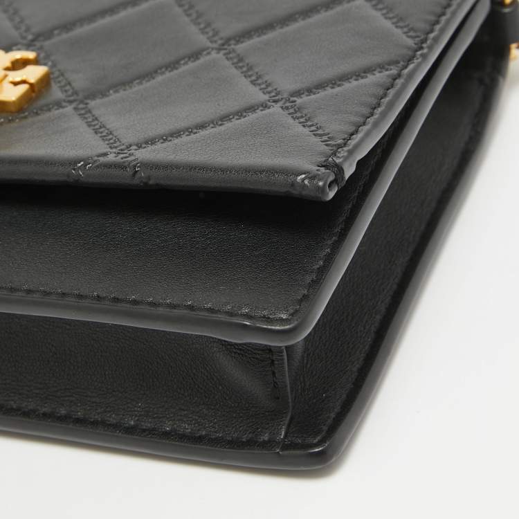 Pre Owned Tory Burch Black Leather Georgia Clutch Bag