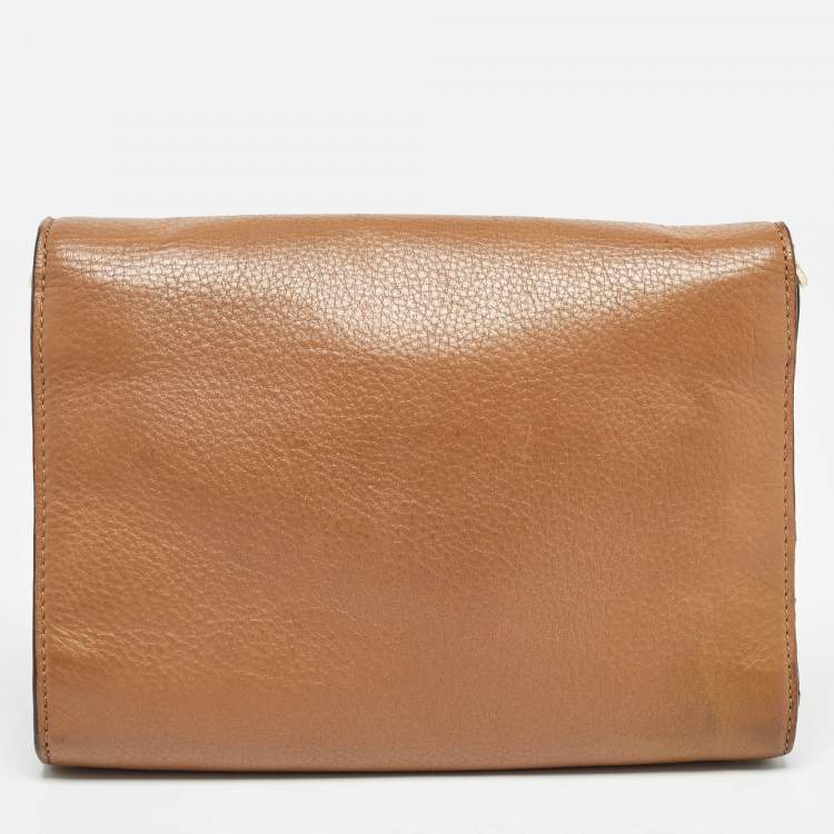 Pre Owned Tory Burch Brown Leather Bombe T Combe Crossbody Bag
