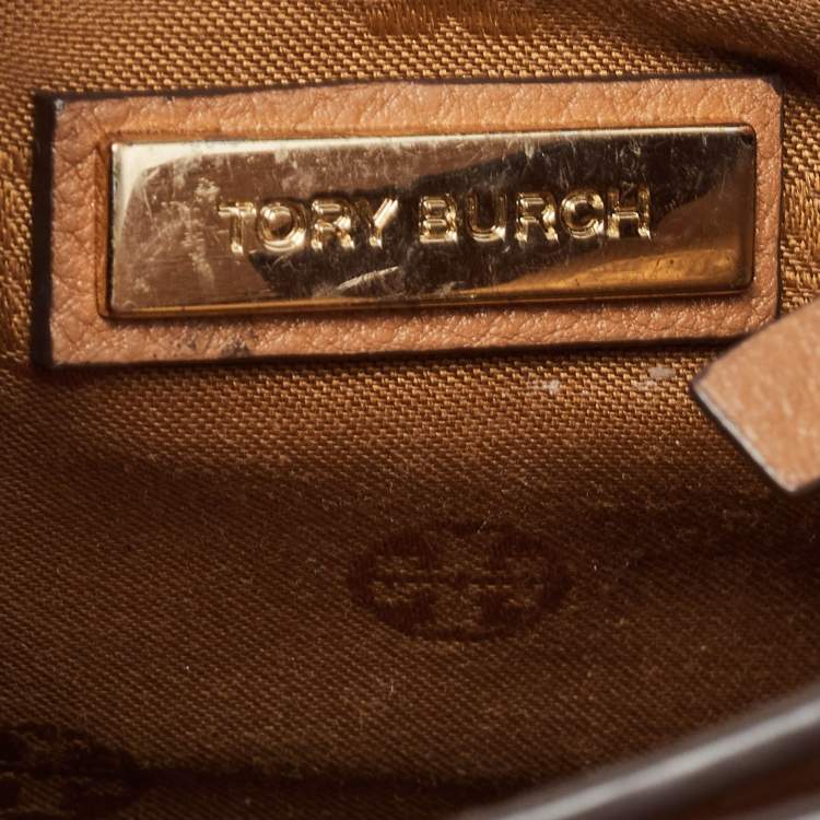 Pre Owned Tory Burch Brown Leather Bombe T Combe Crossbody Bag