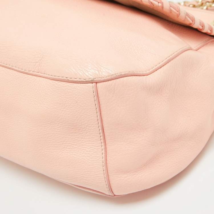 Pre Owned Tory Burch Peach Leather Marion Shoulder Bag