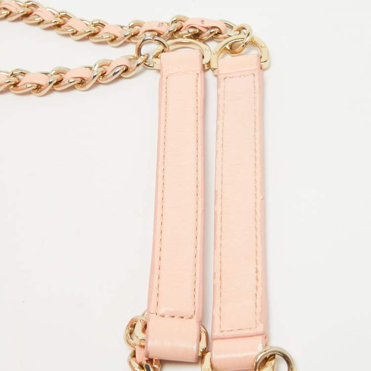 Pre Owned Tory Burch Peach Leather Marion Shoulder Bag