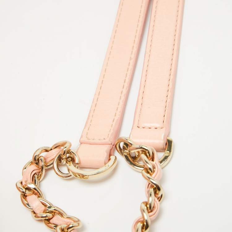 Pre Owned Tory Burch Peach Leather Marion Shoulder Bag