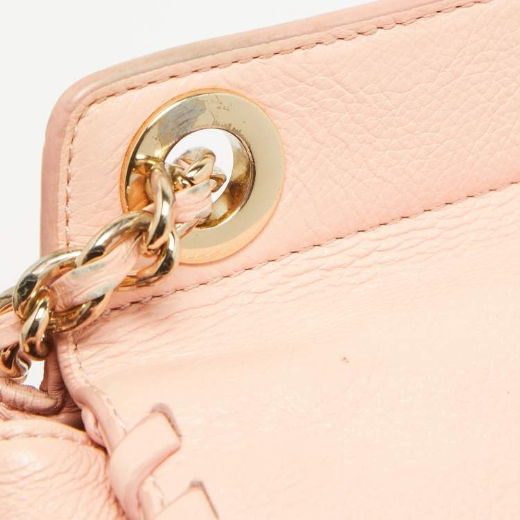 Pre Owned Tory Burch Peach Leather Marion Shoulder Bag