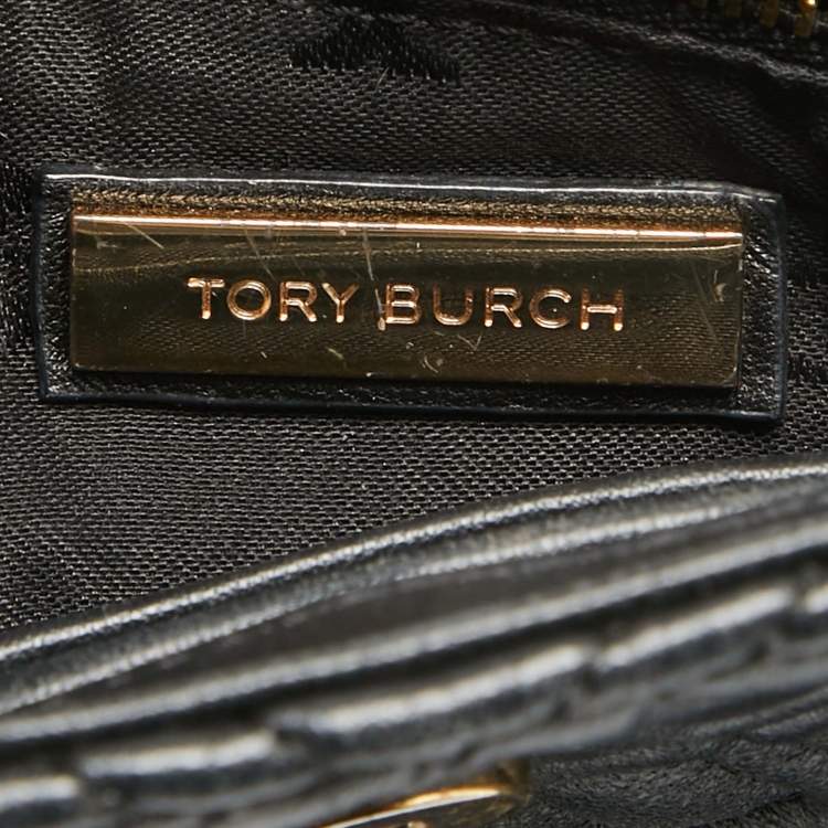 Pre Owned Tory Burch Black Quilted Leather Fleming Shoulder Bag