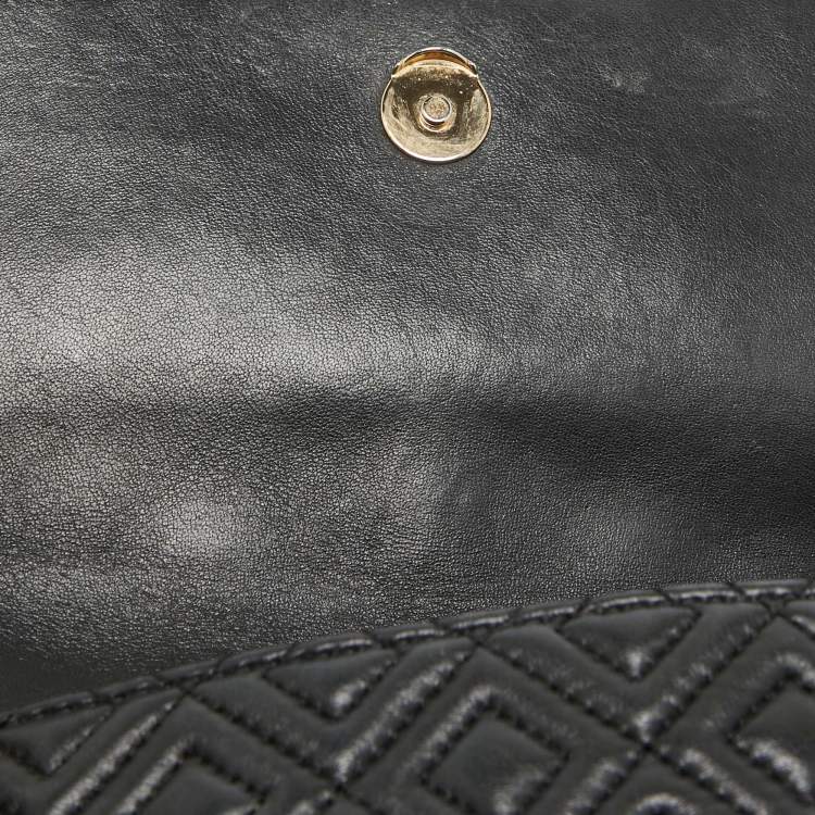 Pre Owned Tory Burch Black Quilted Leather Fleming Shoulder Bag