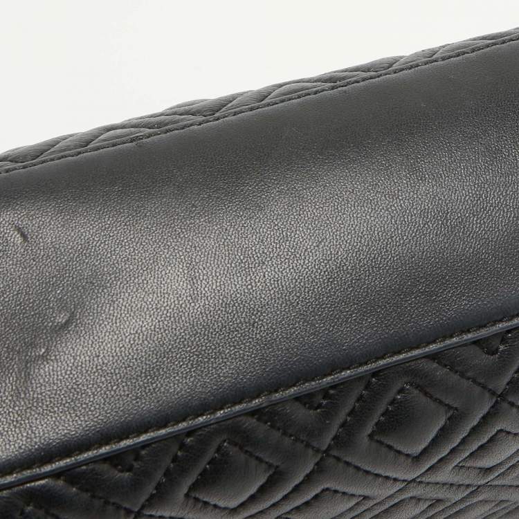 Pre Owned Tory Burch Black Quilted Leather Fleming Shoulder Bag