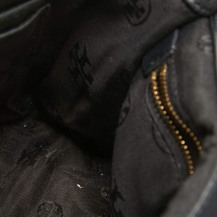 Pre Owned Tory Burch Black Quilted Leather Fleming Shoulder Bag