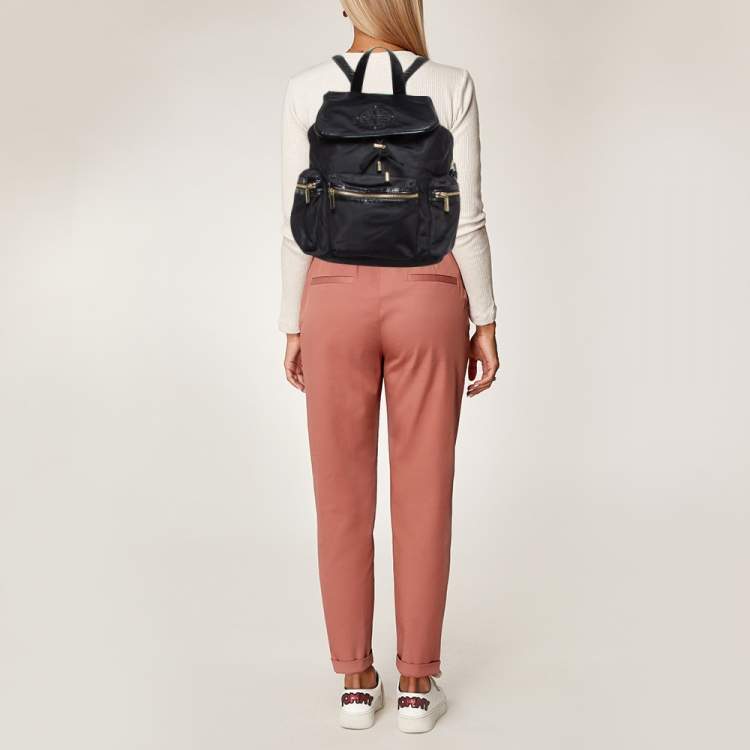 Pre Owned Tory Burch Black Nylon Bill Backpack