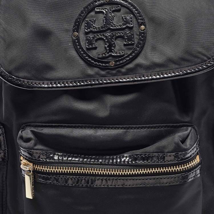 Pre Owned Tory Burch Black Nylon Bill Backpack