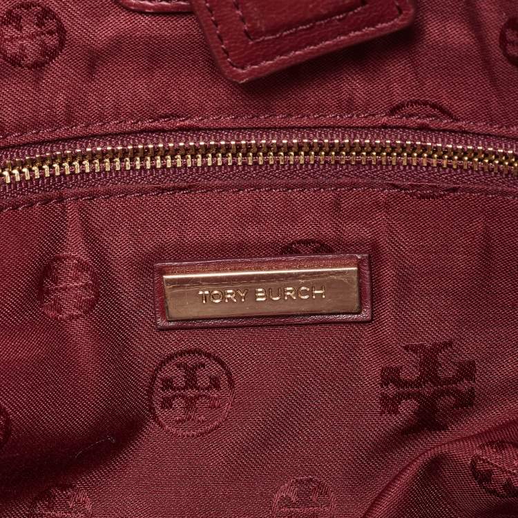 Pre Owned Tory Burch Burgundy Quilted Leather Fleming Chain Tote