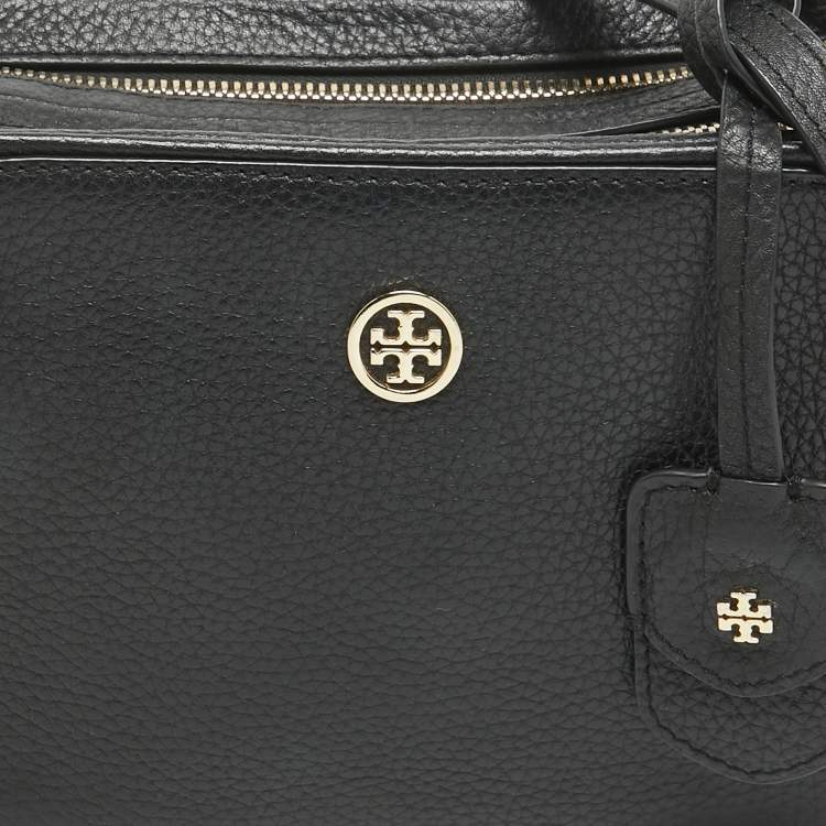 Pre Owned Tory Burch Black Leather Robinson Double Zip Crossbody Bag