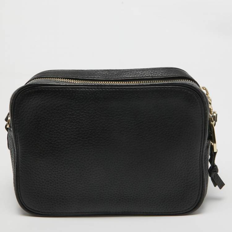 Pre Owned Tory Burch Black Leather Robinson Double Zip Crossbody Bag