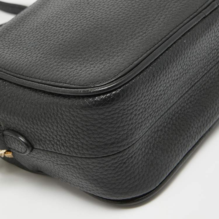 Pre Owned Tory Burch Black Leather Robinson Double Zip Crossbody Bag