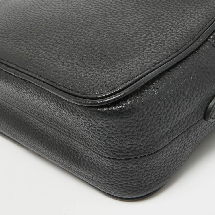 Pre Owned Tory Burch Black Leather Robinson Double Zip Crossbody Bag