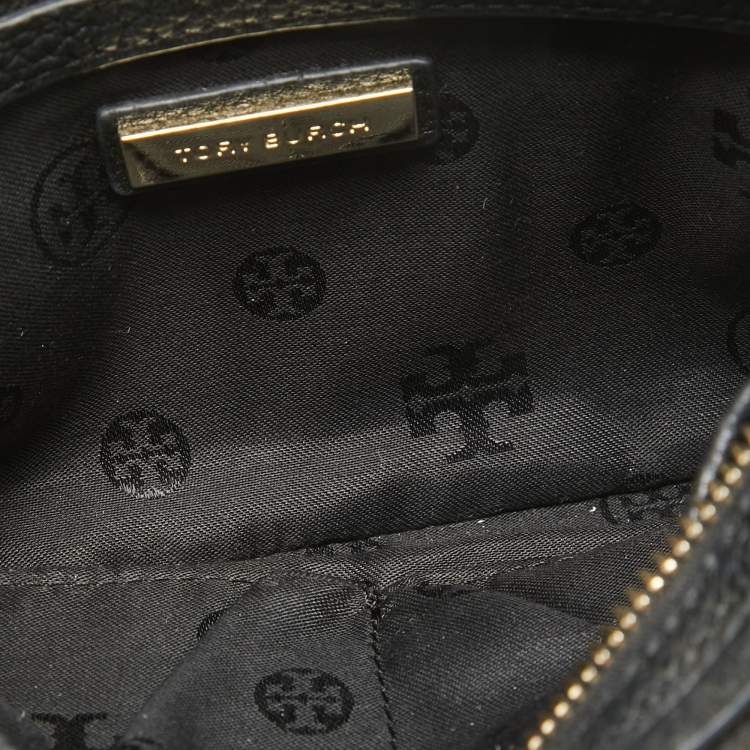 Pre Owned Tory Burch Black Leather Robinson Double Zip Crossbody Bag