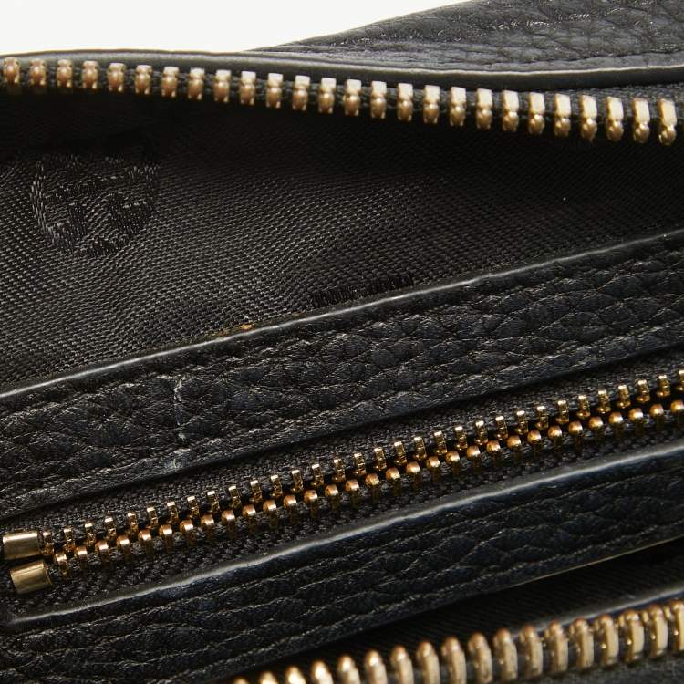 Pre Owned Tory Burch Black Leather Robinson Double Zip Crossbody Bag