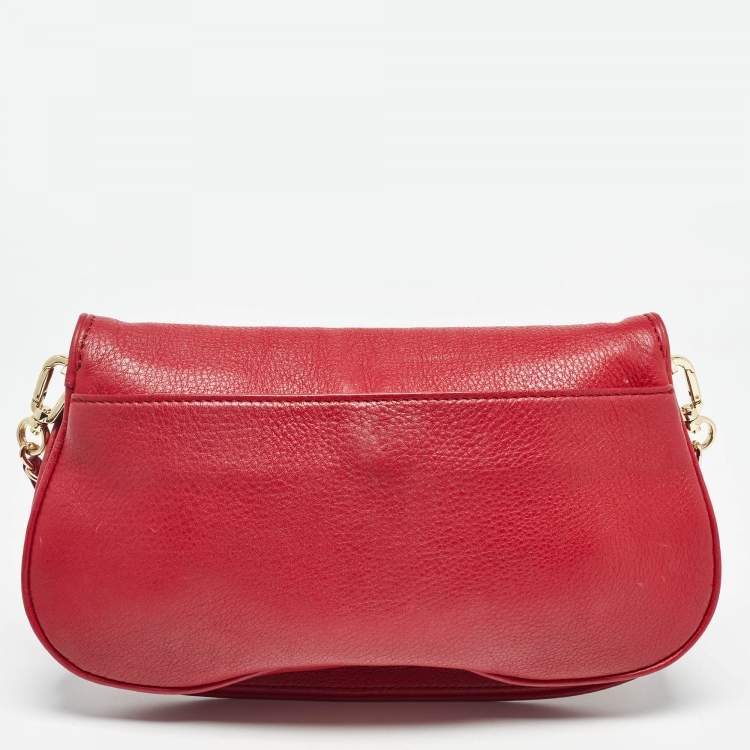 Pre Owned Tory Burch Red Leather Britten Crossbody Bag