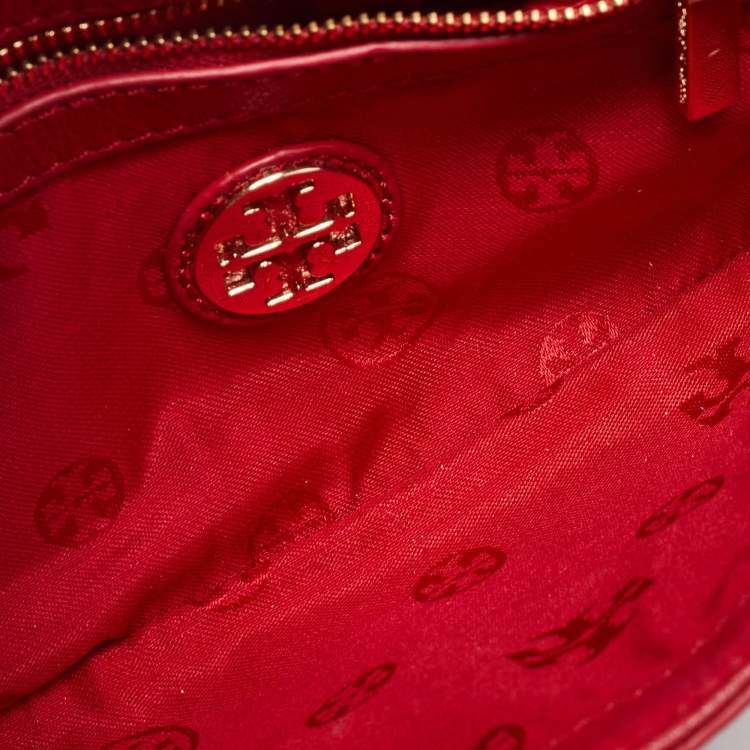 Pre Owned Tory Burch Red Leather Britten Crossbody Bag