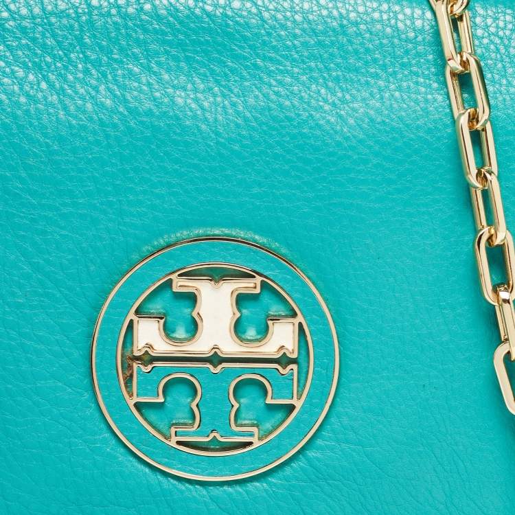 Pre Owned Tory Burch Green Leather Amanda Crossbody Bag