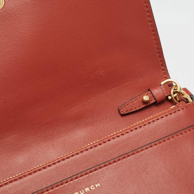 Pre Owned Tory Burch Brown Brick Quilted Velvet Small Kira Shoulder Bag