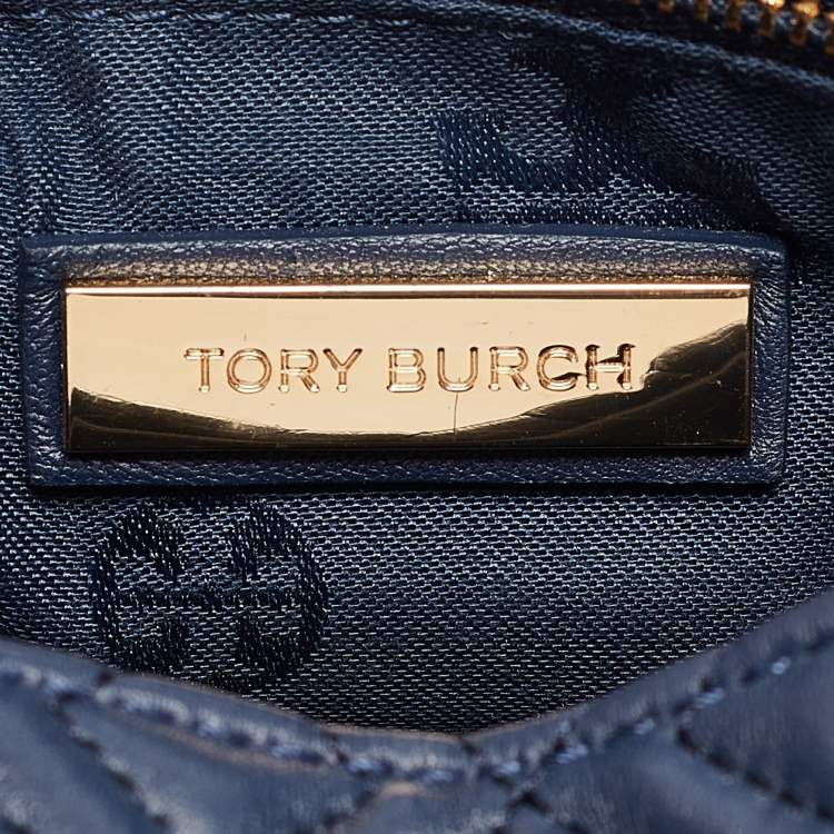 Pre Owned Tory Burch Navy Blue Quilted Leather Fleming Shoulder Bag