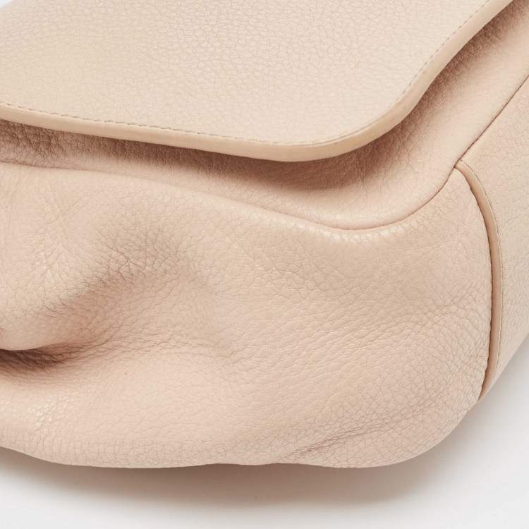 Pre Owned Tory Burch Peach Leather Marion Shoulder Bag