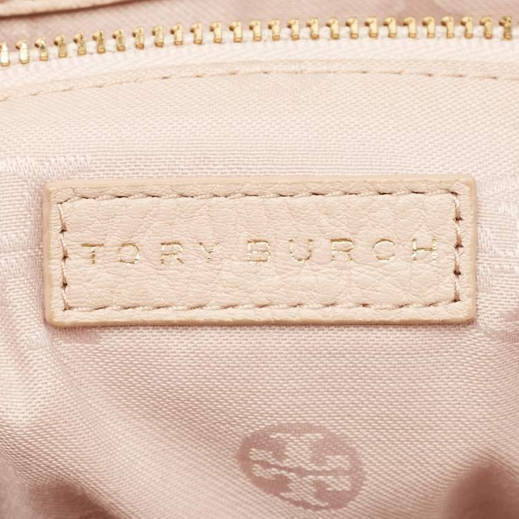 Pre Owned Tory Burch Peach Leather Marion Shoulder Bag