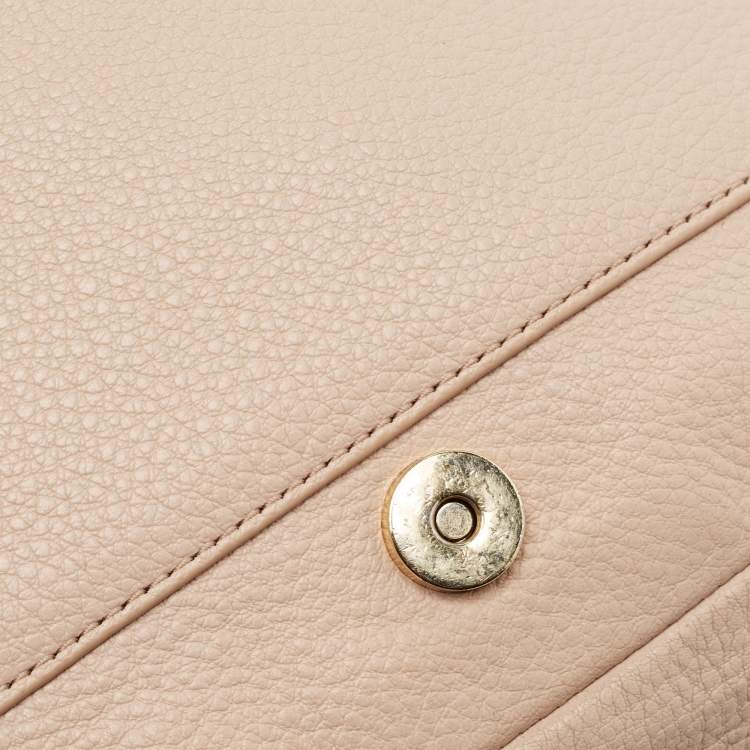 Pre Owned Tory Burch Peach Leather Marion Shoulder Bag