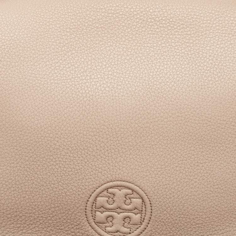 Pre Owned Tory Burch Peach Leather Marion Shoulder Bag