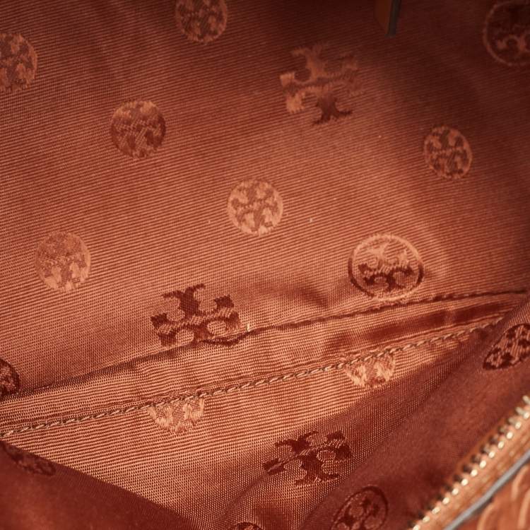 Pre Owned Tory Burch Brown Woven Leather Mini Thea Tote