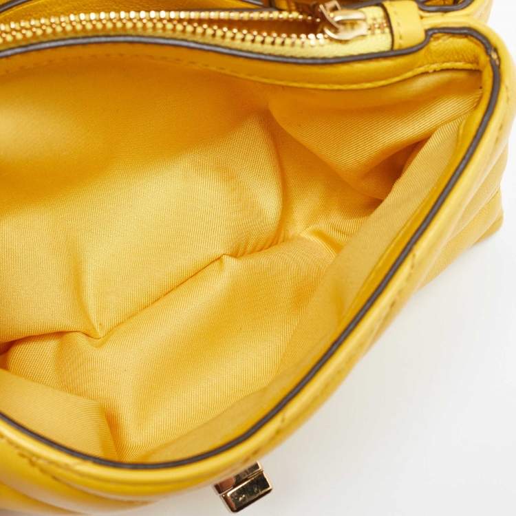 Pre Owned Tory Burch Yellow Leather Kira Crossbody Bag